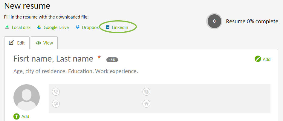 LinkedIn profile