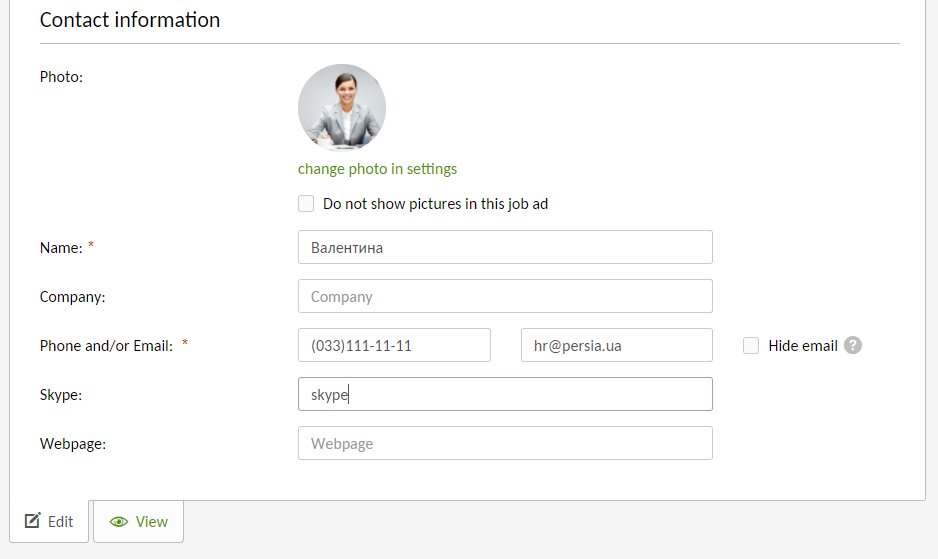 Job contacts