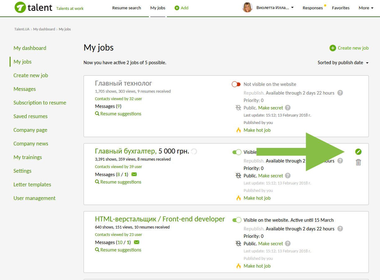 Edit jobs