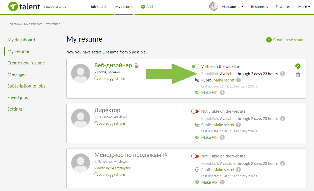 Republish resume